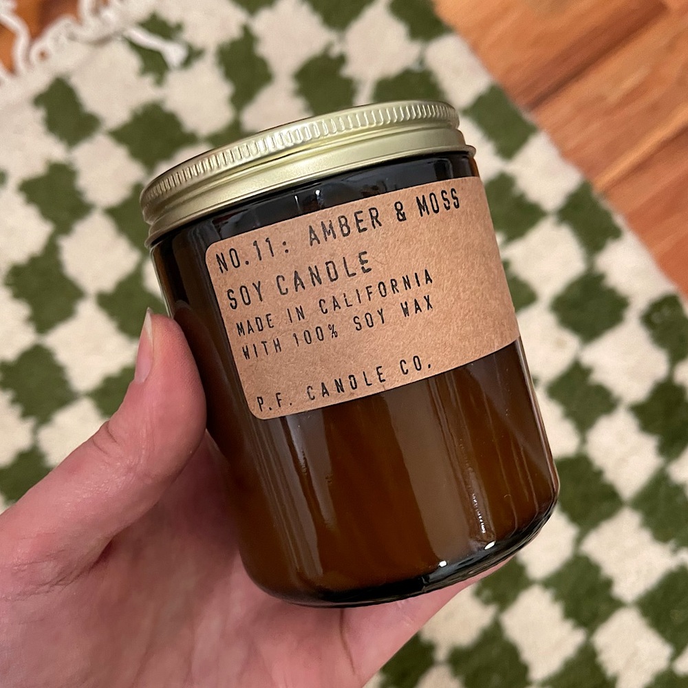 P.F. Candle co. Amber and moss candle